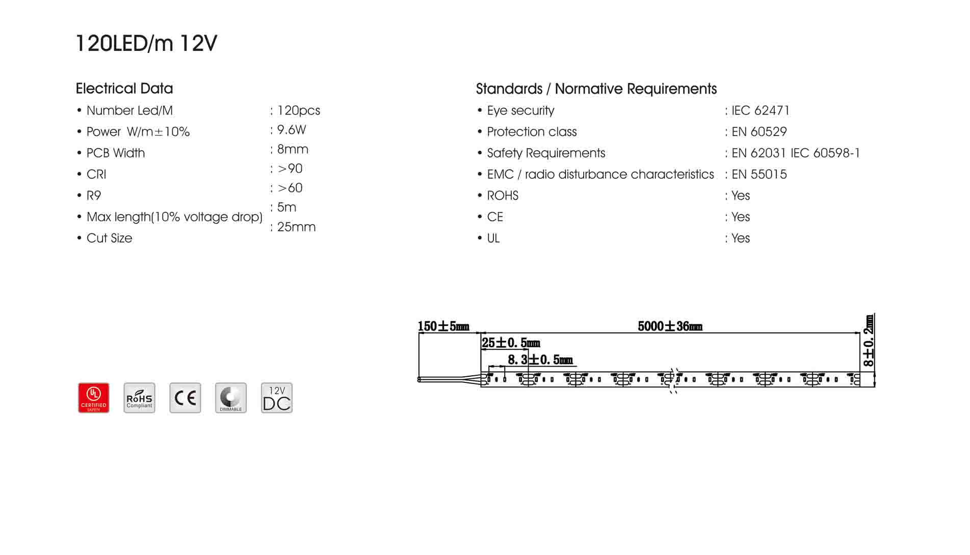 2110 120led 12v led strip