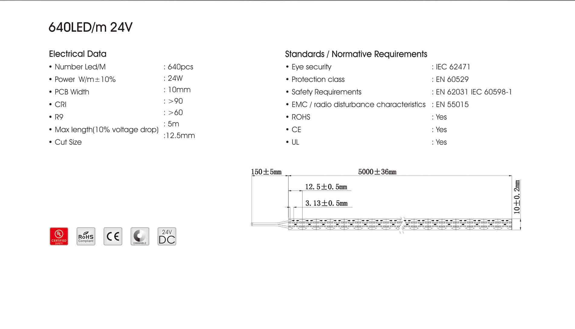 2110 640led/m 24v led strip