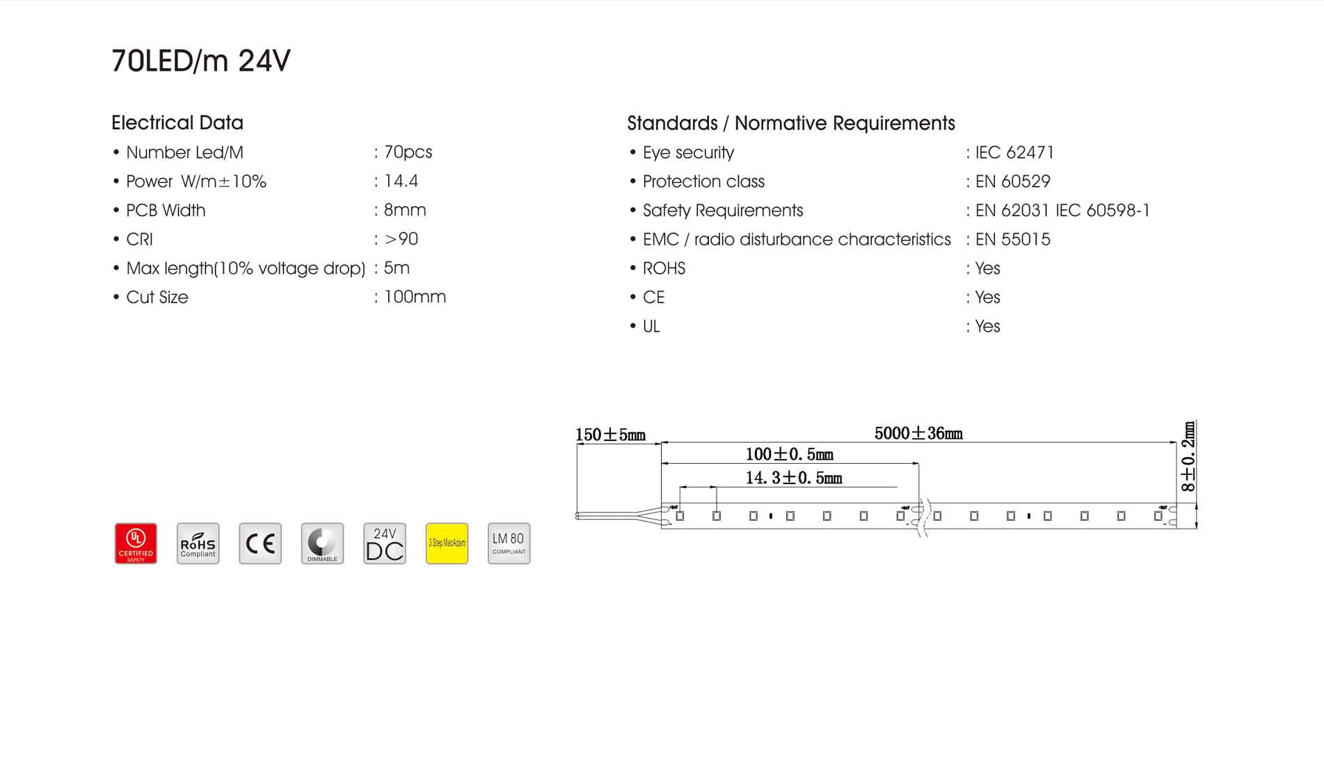 2835 70led/m 24vled strip