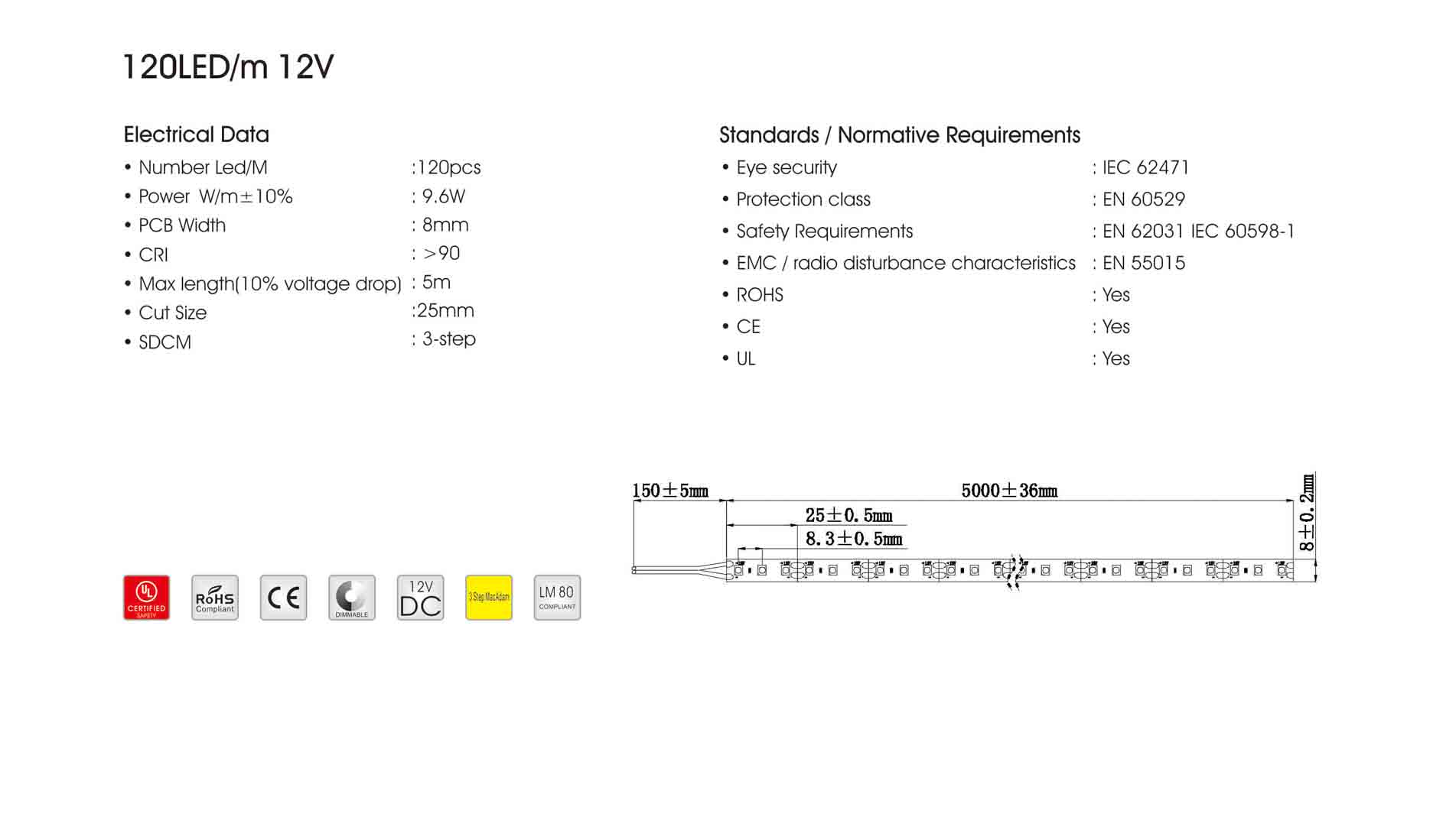 3528 120led/m 12v led strip